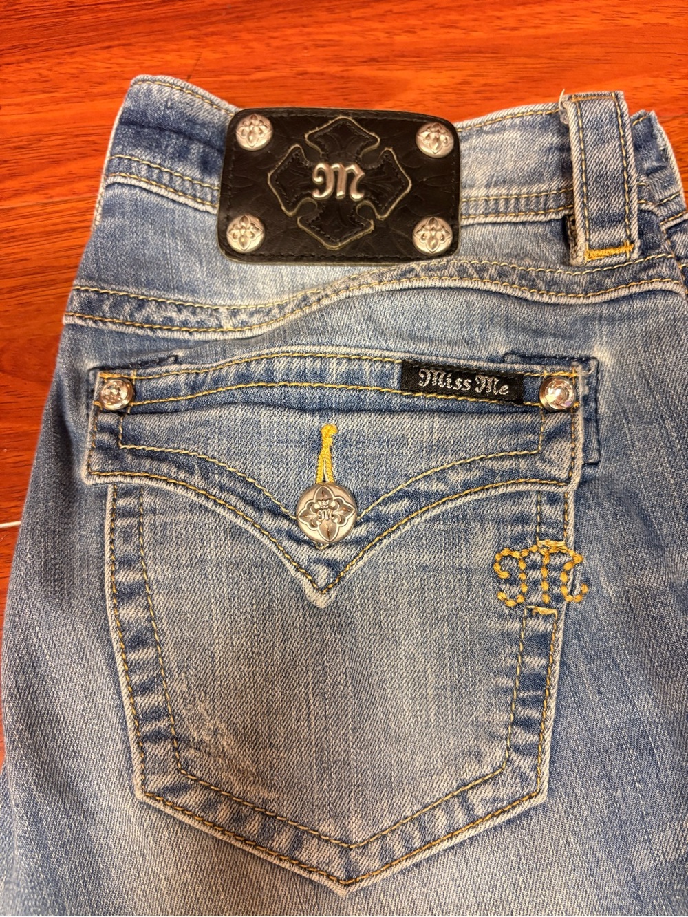 Miss Me Light Blue Denim Bootcut Jeans with Embroidered Pocket